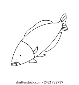 Fish  Continuous one line art outline vector  illustration and tattoo design