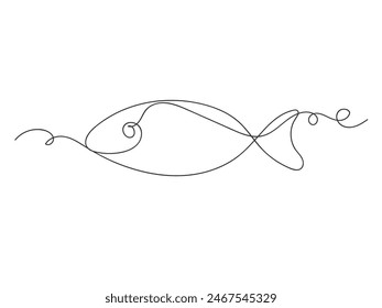 Fish continuous one line art isolated vector illustration on white background.