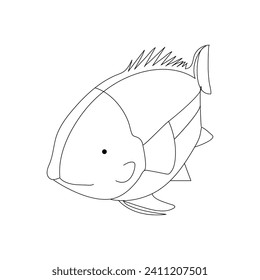 Fish continuous one line drawing  outline vector illustration
