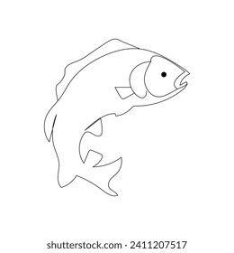 Fish continuous one line drawing  outline vector illustration
