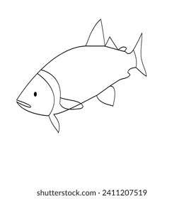 Ilustración vectorial del contorno de una línea de pesca continua
