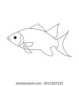 Fish continuous one line drawing  outline vector illustration
