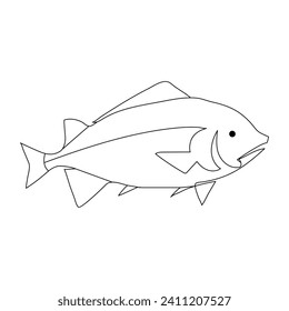 Fish continuous one line drawing  outline vector illustration

