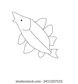 Fish continuous one line drawing  outline vector illustration
