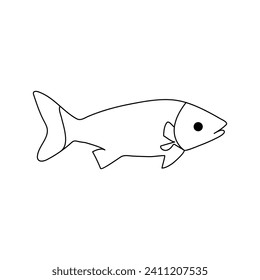 Fish continuous one line drawing  outline vector illustration
