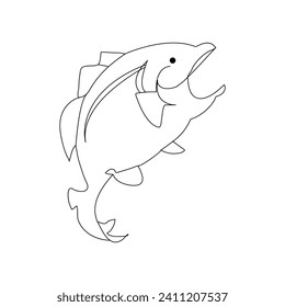 Fish continuous one line drawing  outline vector illustration
