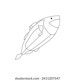 Fish continuous one line drawing  outline vector illustration
