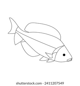 Fish continuous one line drawing  outline vector illustration
