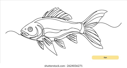 fish continuous single line art drawing sketch on white background