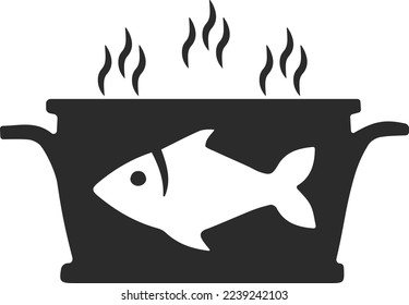 Fish cooked icon, cooking fish icon black vector