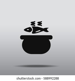 Fish cooking icon vector