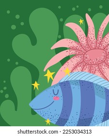fish coral sea life, vector design