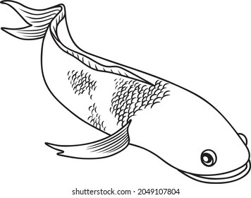 ilustración vectorial de línea de corcho de peces aislada en fondo blanco