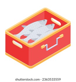 Diseño de iconos isométricos de cráteres de pescado 