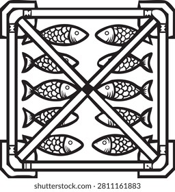 Fish Crate Vector Outline Icon
