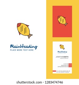 Fish Creative Logo and business card. vertical Design Vector