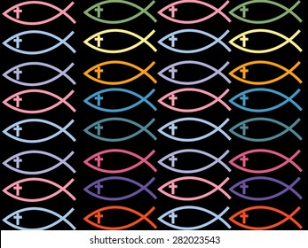 Fish cross pastel color pattern vector.