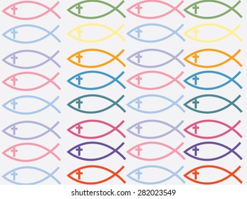 Fish cross pastel color pattern vector.