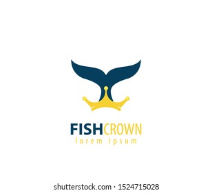 Fish crown design logo sign