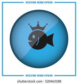 fish and crown icon vector illustration eps10. Isolated badge for website or app - stock infographics