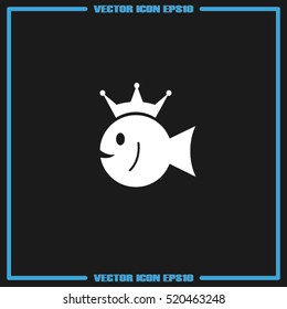 fish and crown icon vector illustration eps10. Isolated badge for website or app - stock infographics