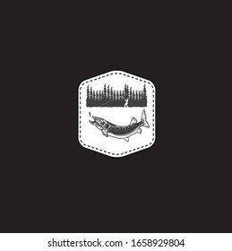 Fish in the crown logo template for design