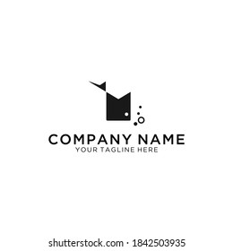 Fish in the crown logo template for design. Icon of seafood restaurant. Animals in a natural environment. Illustration of graphic flat style