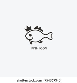 Fish in the crown logo template for design. Icon of seafood restaurant.
Animals in a natural environment. Illustration of graphic flat style
