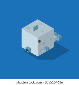 fish cubic isometric on blue background
