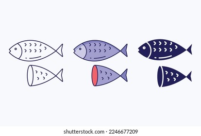 Ilustración vectorial de icono de corte de pescado