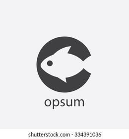 fish cut identity template icon design element