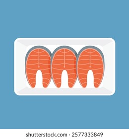 Fish cut logo illustration in styrofoam. Minimalist food icon design, suitable for shop and web.