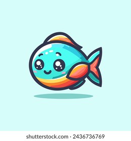 Fish Cute Mascot Logo Illustration Chibi Kawaii is awesome logo, mascot or illustration for your product, company or bussiness