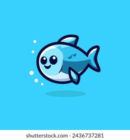 Fish Cute Mascot Logo Illustration Chibi Kawaii is awesome logo, mascot or illustration for your product, company or bussiness