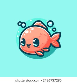 Fish Cute Mascot Logo Illustration Chibi Kawaii is awesome logo, mascot or illustration for your product, company or bussiness