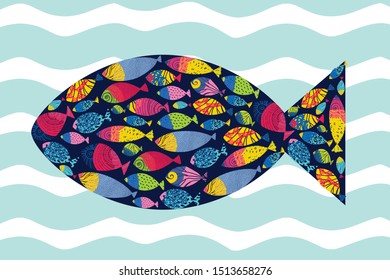 Fish from fish. Cute poster.