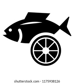 
Fish with cutted lemon showing the image of grilled fish 
