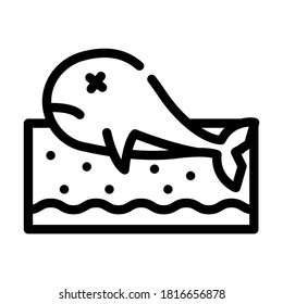 vector de icono de la línea de muerte de peces. signo de muerte de peces. símbolo de contorno aislado ilustración negra