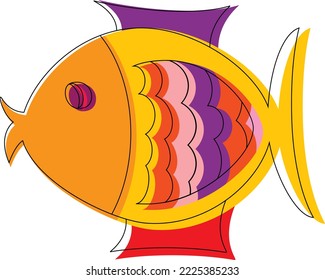 Fisch im dekorativen Ziehstil. Fisch als Teil des Seder Plate für jüdischen Urlaub Rosh Hashanah.