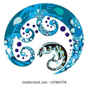 Fish with a decorative wave