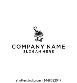 fish with deer logo design vector illustration template