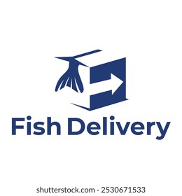 fish delivery flat minimalist logo design