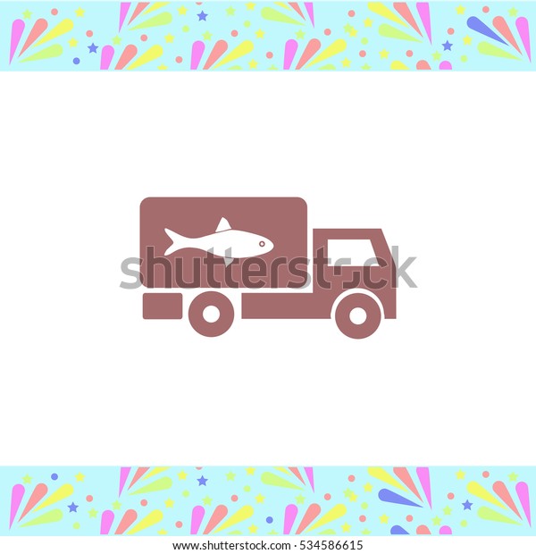 Fish delivery vector icon on white\
background. Isolated illustration. Business\
picture.