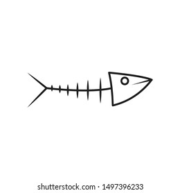 Fish design icons and bones. Outline style icon. flat icon design