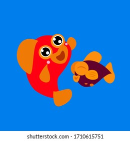 fish design illustration for kids t-shirt
