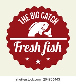 Fish design over beige background, vector illustration