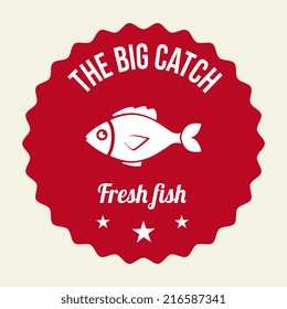 Fish design over beige background, vector illustration