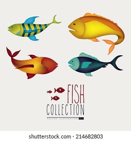 Fish design over beige background,vector illustration