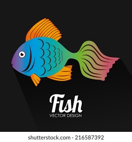 Fish design over black background, vector illustration