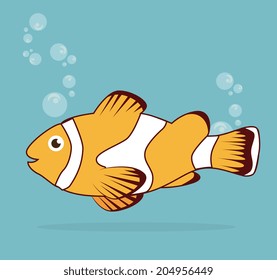 Fish design over blue background, vector illustration